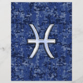 Pisces Sterrenbeeld op Navy Blauwe Digitale Camouf Flyer (Voorkant)