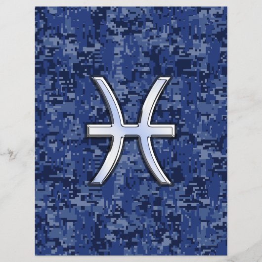 Pisces Sterrenbeeld op Navy Blauwe Digitale Camouf Flyer (Voorkant)