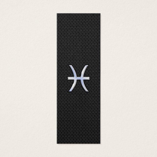Pisces Sterrenbeeld op Zwarte Slangenhuid Decor Mini Visitekaartjes (Voorkant)