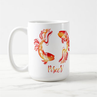 Pisces sterrenbeeld rode oranje glinsterende vis koffiemok