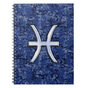 Pisces sterrenbeeld symbool op Navy Blue Digitale  Notitieboek
