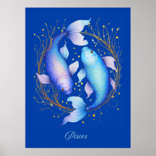 Pisces Sterrenbeeld, Twee Sierlijke Koi Vissen Poster