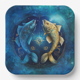 Pisces Sterrenbeeld Waterverf Design Papieren Bordje