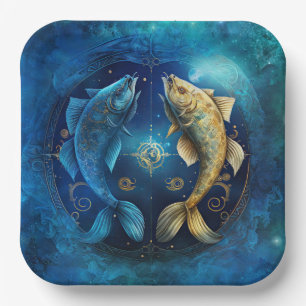 Pisces Sterrenbeeld Waterverf Design Papieren Bordje