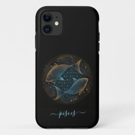 Pisces sterrenbeeld zwart en goud Case-Mate iPhone Case