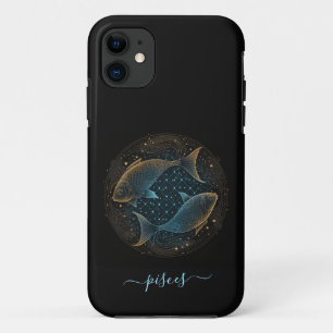 Pisces sterrenbeeld zwart en goud Case-Mate iPhone Case