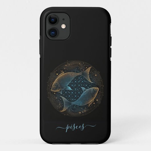 Pisces sterrenbeeld zwart en goud Case-Mate iPhone Case (Achterkant)