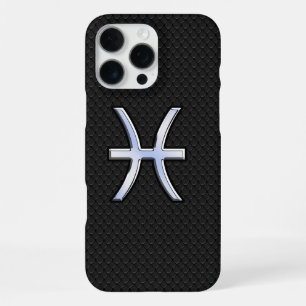 Pisces Symbool op Zwarte Slangenhuid stijl iPhone 16 Pro Max Hoesje