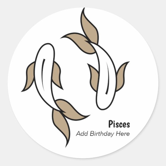 Pisces the twin fish personalized party is een voo ronde sticker (Voorkant)