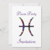 Pisces Theenmaal Birthday Party Invitation - Zodia Kaart (Voorkant)