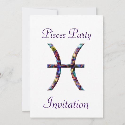 Pisces Theenmaal Birthday Party Invitation - Zodia Kaart (Voorkant)