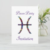 Pisces Theenmaal Birthday Party Invitation - Zodia Kaart (Staand voorkant)