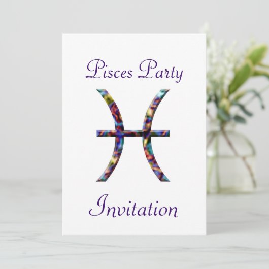 Pisces Theenmaal Birthday Party Invitation - Zodia Kaart (Staand voorkant)