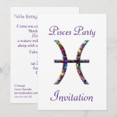 Pisces Theenmaal Birthday Party Invitation - Zodia Kaart (Voorkant / Achterkant)