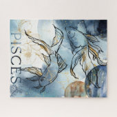 Pisces twin fish zodiac black gold flowers planes legpuzzel (Horizontaal)
