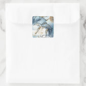 Pisces twin fish zodiac black gold flowers planes vierkante sticker (Tas)