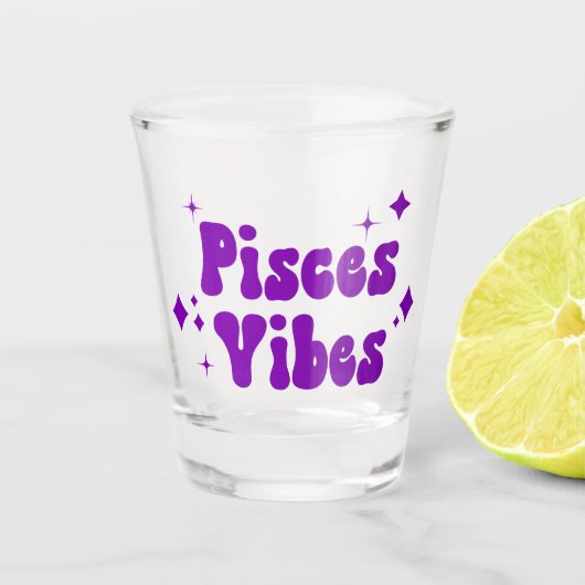 Pisces Vibes Zodiac Astrology Paars Stars Shot Glas (Voorkant)