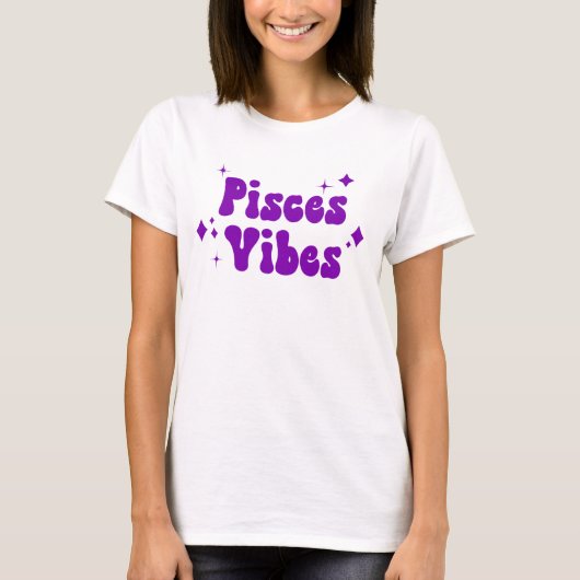 Pisces Vibes Zodiac Astrology Paars Stars T-shirt (Voorkant)