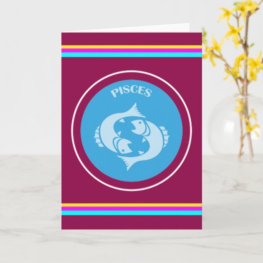 Pisces Wenskaart Kaart (Gele Bloem)