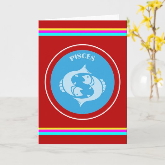 Pisces Wenskaart Kaart (Gele Bloem)
