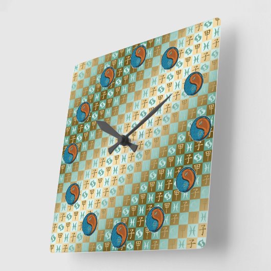 Pisces & Wood Rat Vierkante Klok (Hoek)