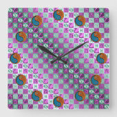 Pisces & Wood Rooster Vierkante Klok (Voorkant)