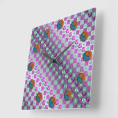 Pisces & Wood Rooster Vierkante Klok (Hoek)