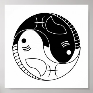 pisces yin yang fish astrology zodiasymbool poster