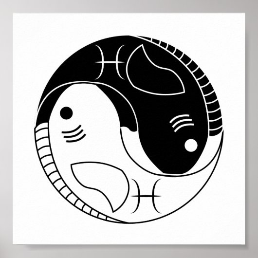 pisces yin yang fish astrology zodiasymbool poster (Voorkant)
