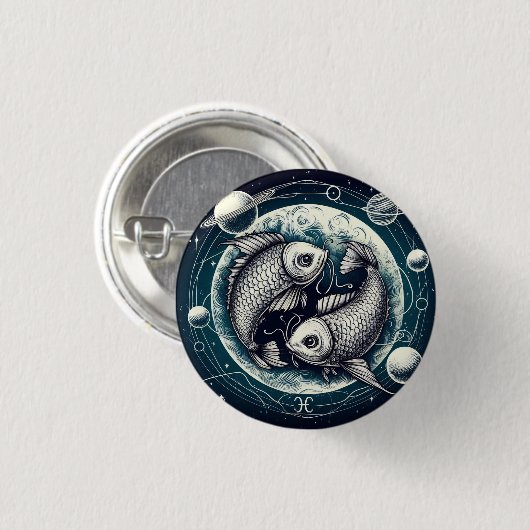 Pisces Yin Yang Koi Fish Astrology Zodiac Sign Ronde Button 3,2 Cm (Voorkant /achterkant)