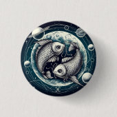 Pisces Yin Yang Koi Fish Astrology Zodiac Sign Ronde Button 3,2 Cm (Voorkant)