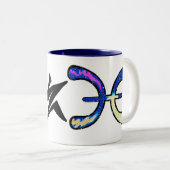 Pisces. Ziqpu Tweekleurige Koffiemok (Voorkant rechts)