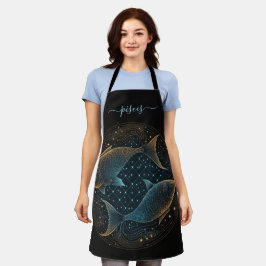 Pisces zodiaal zwart en goud schort