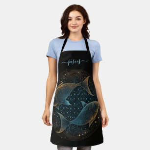 Pisces zodiaal zwart en goud schort