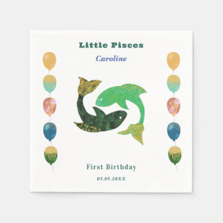 Pisces Zodiac 1st Birthday Balloons & Artistic Servet