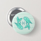 Pisces Zodiac Animal Button (Voorkant /achterkant)