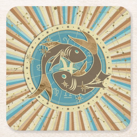 -Pisces Zodiac Art Kartonnen Onderzetters (Voorkant)