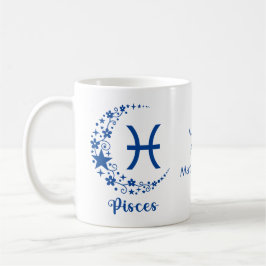 Pisces Zodiac Astrology Birthday Gift Blue White Koffiemok