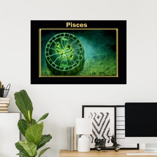 Pisces Zodiac Astrology design Poster (Thuiskantoor)