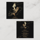 *~* PISCES Zodiac Astrology Readings Black Gold Vierkante Visitekaartje (Voorkant / Achterkant)