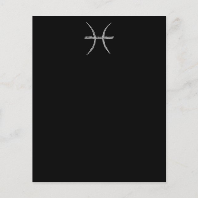 Pisces. Zodiac Astrology Sign. Black. (Voorkant)