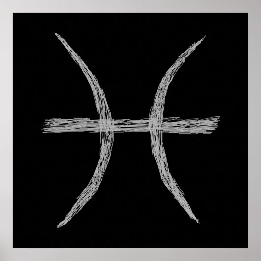 Pisces. Zodiac Astrology Sign. Black. Poster (Voorkant)