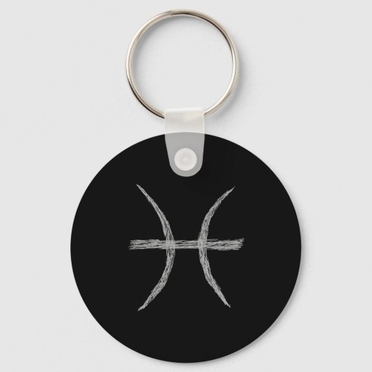 Pisces. Zodiac Astrology Sign. Black. Sleutelhanger (Voorkant)