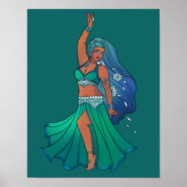 Pisces Zodiac belly Dancer Art Astrology Goddess Poster