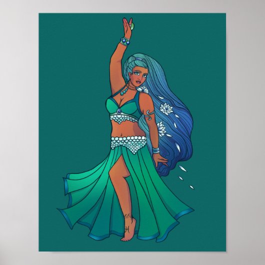 Pisces Zodiac belly Dancer Art Astrology Goddess Poster (Voorkant)