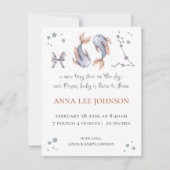 Pisces Zodiac Birth Announcement Feestdagenkaart (Voorkant)