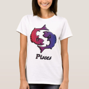 Pisces Zodiac Birth Sign Red Paarse astrologie kun T-shirt