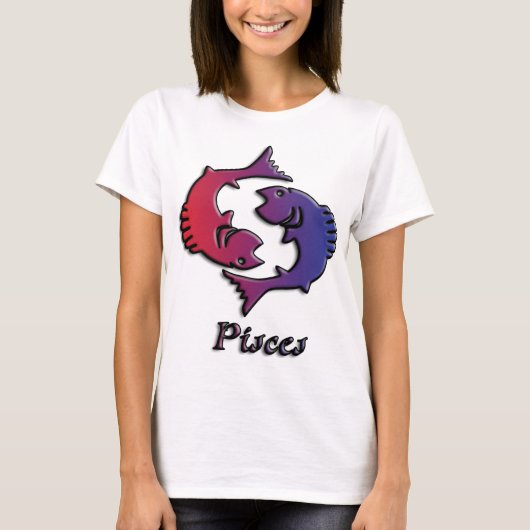 Pisces Zodiac Birth Sign Red Paarse astrologie kun T-shirt (Voorkant)