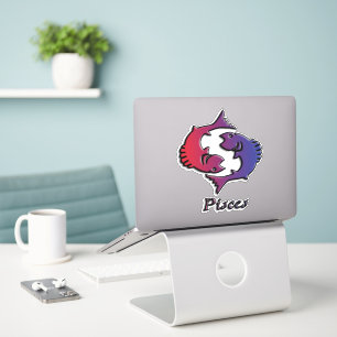 Pisces Zodiac Birth Sign Red Paarse astrologie Sticker