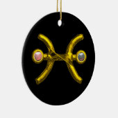 PISCES ZODIAC BIRTHDAY JEWEL PINK WHITE PEARL Gold Keramisch Ornament (Rechts)
